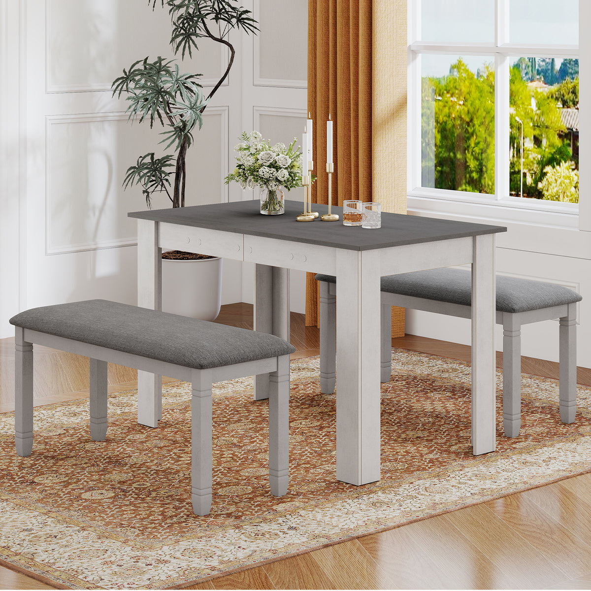 Upholstered Bedroom Bench with Storage, Gray