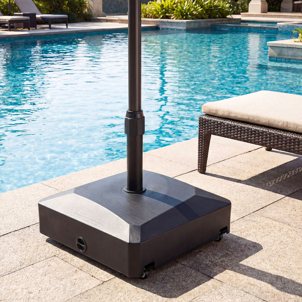 176 lbs Fillable Mobile Umbrella Base with Wheels & Locks - Black
