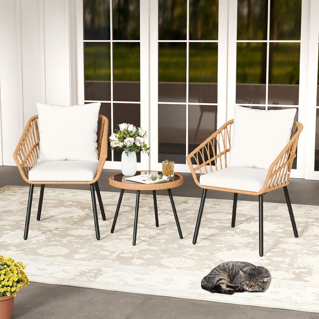 3 Piece Patio Bistro Set - Beige