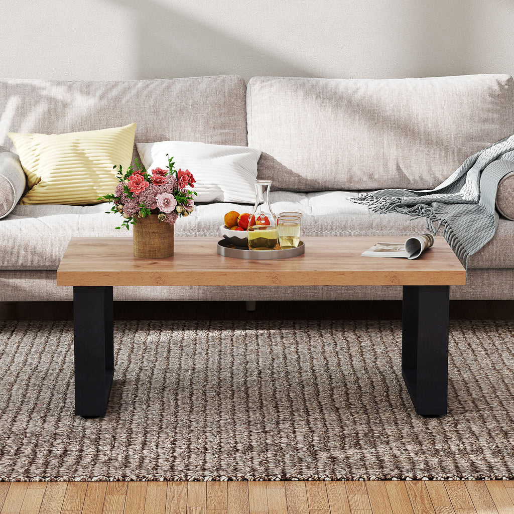 47" Farmhouse Coffee Table with Thickened Tabletop - Oak
