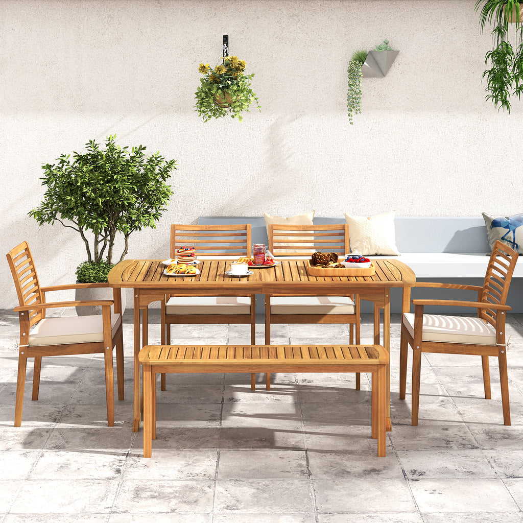 Outdoor Dining Chairs Set of 2 with Padded Cushion - Beige