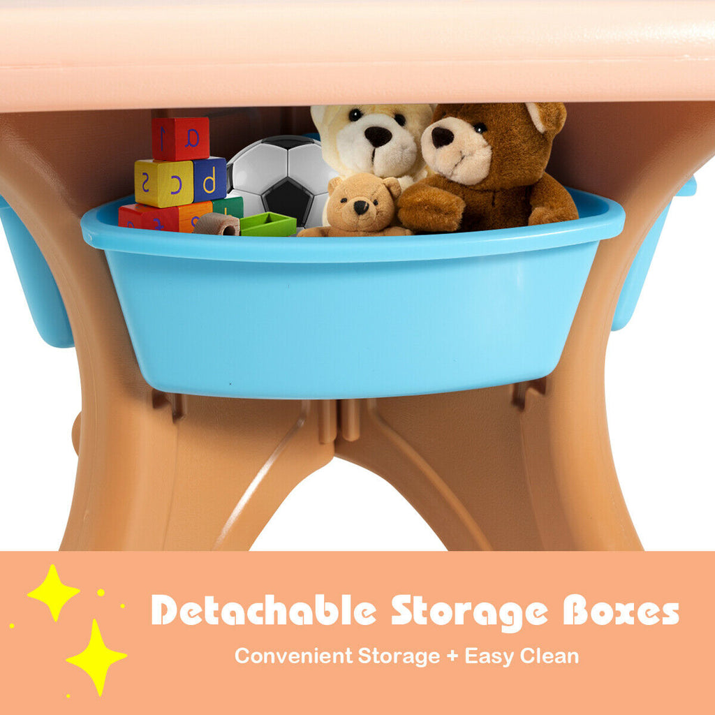 Kids Activity Table and Chair Set with Storage - Brown, Durable Plastic