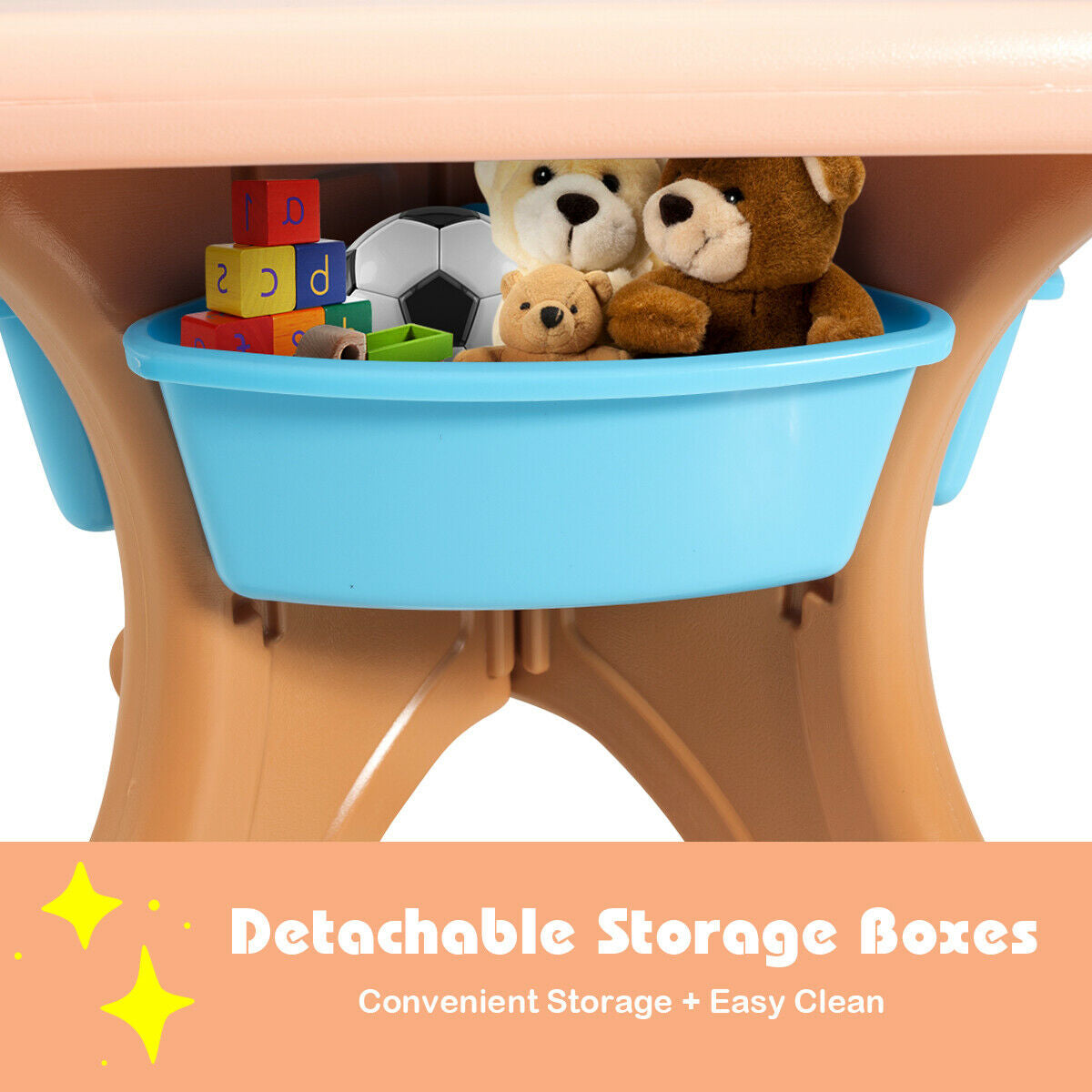 Kids Activity Table and Chair Set with Storage - Brown, Durable Plastic