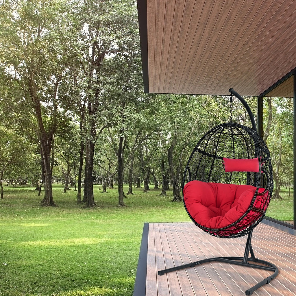 Indoor/Outdoor Hanging Cushioned Hammock Chair with Stand