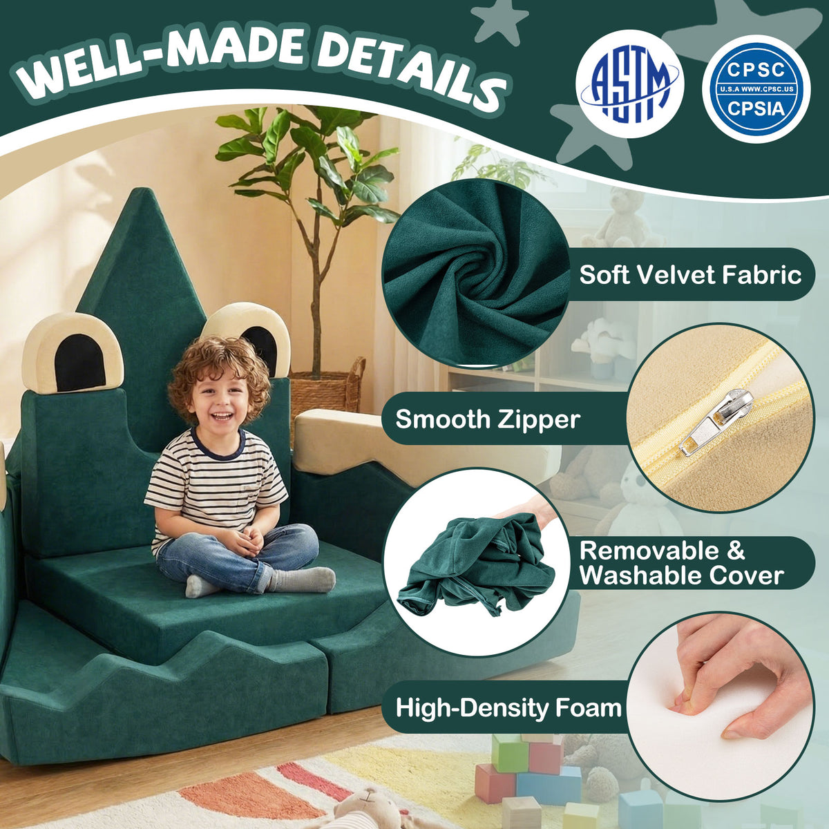 Costway 17 Pieces Modular Kids Play Couch for Creative Imagination - Variation of THIS listing