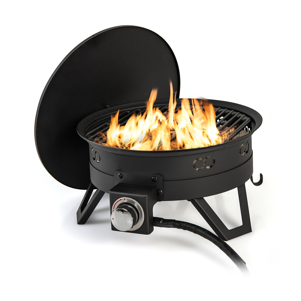 17 Inch Portable Gas Fire Pit with Folding Legs and Removable Grill