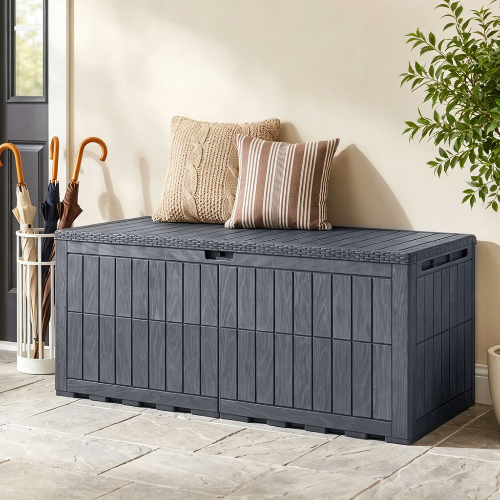 180 Gal Outdoor Deck Box All-Weather Lockable Storage Bin with Lid