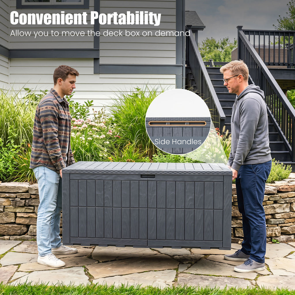 180 Gal Outdoor Deck Box All-Weather Lockable Storage Bin with Lid