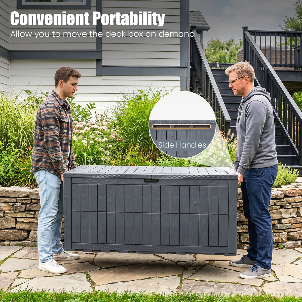 180 Gal Outdoor Deck Box All-Weather Lockable Storage Bin with Lid