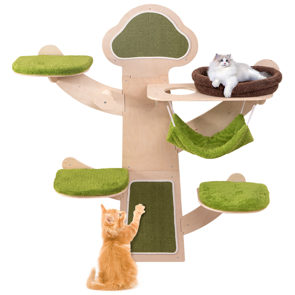 Wall-Mounted Cat Tower with Bed & Shelves - Green Variation of THIS Listing