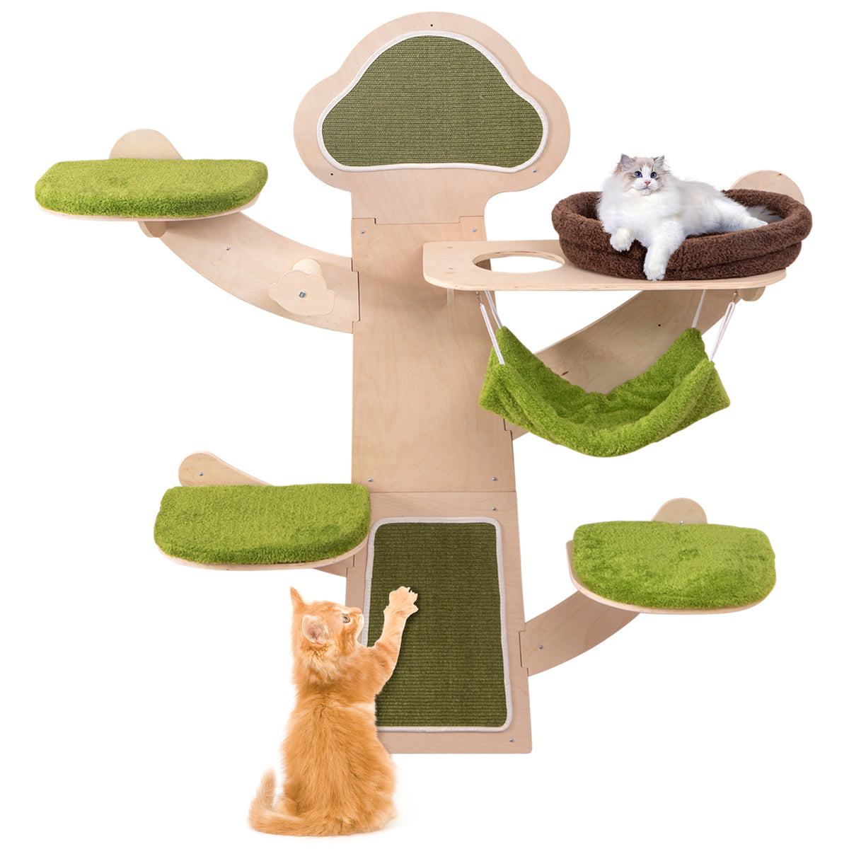 Wall-Mounted Cat Tower with Bed & Shelves - Green Variation of THIS Listing