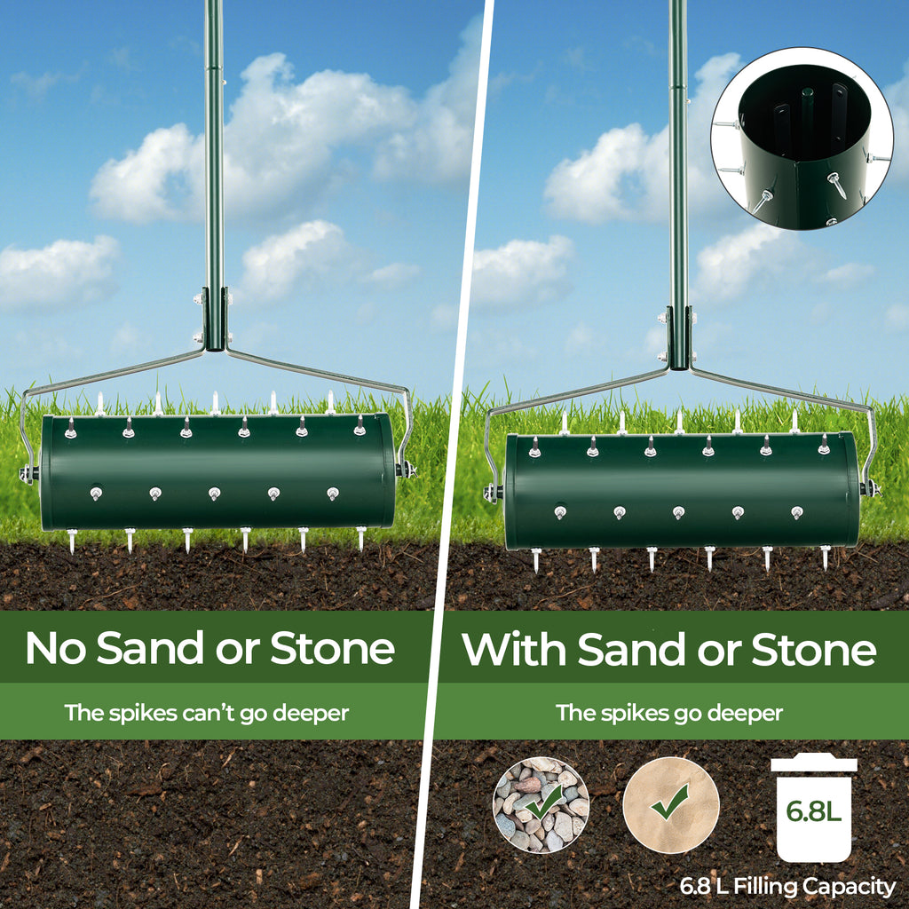 18/21 Inch Manual Lawn Aerator with Detachable Handle Filled Sand or