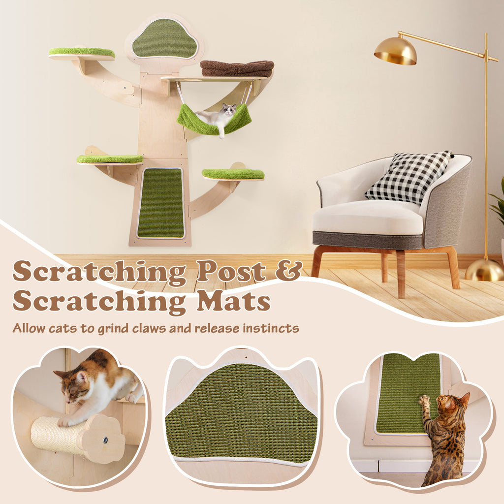 Wall-Mounted Cat Tower with Bed & Shelves - Green Variation of THIS Listing