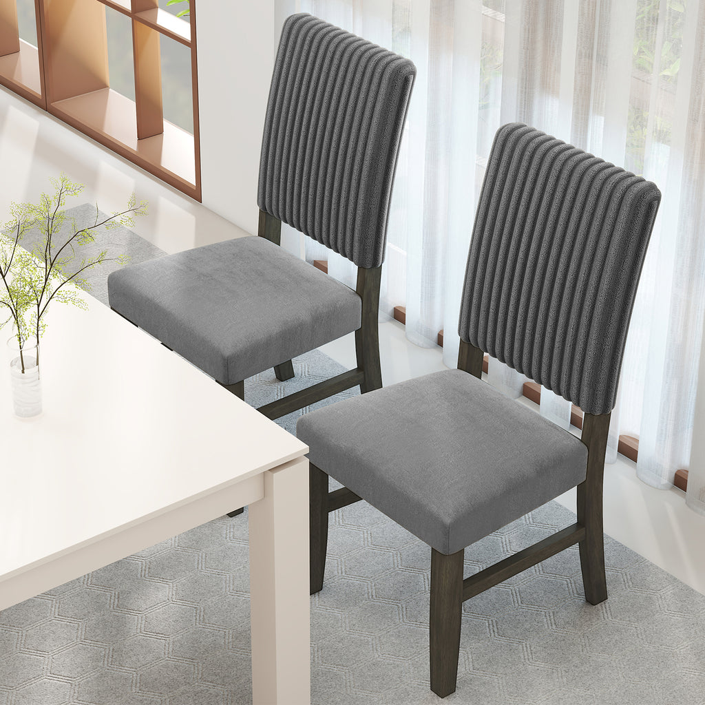 Dining Chair Set of 2 Mid-Century Modern Velvet Upholstered - Gray