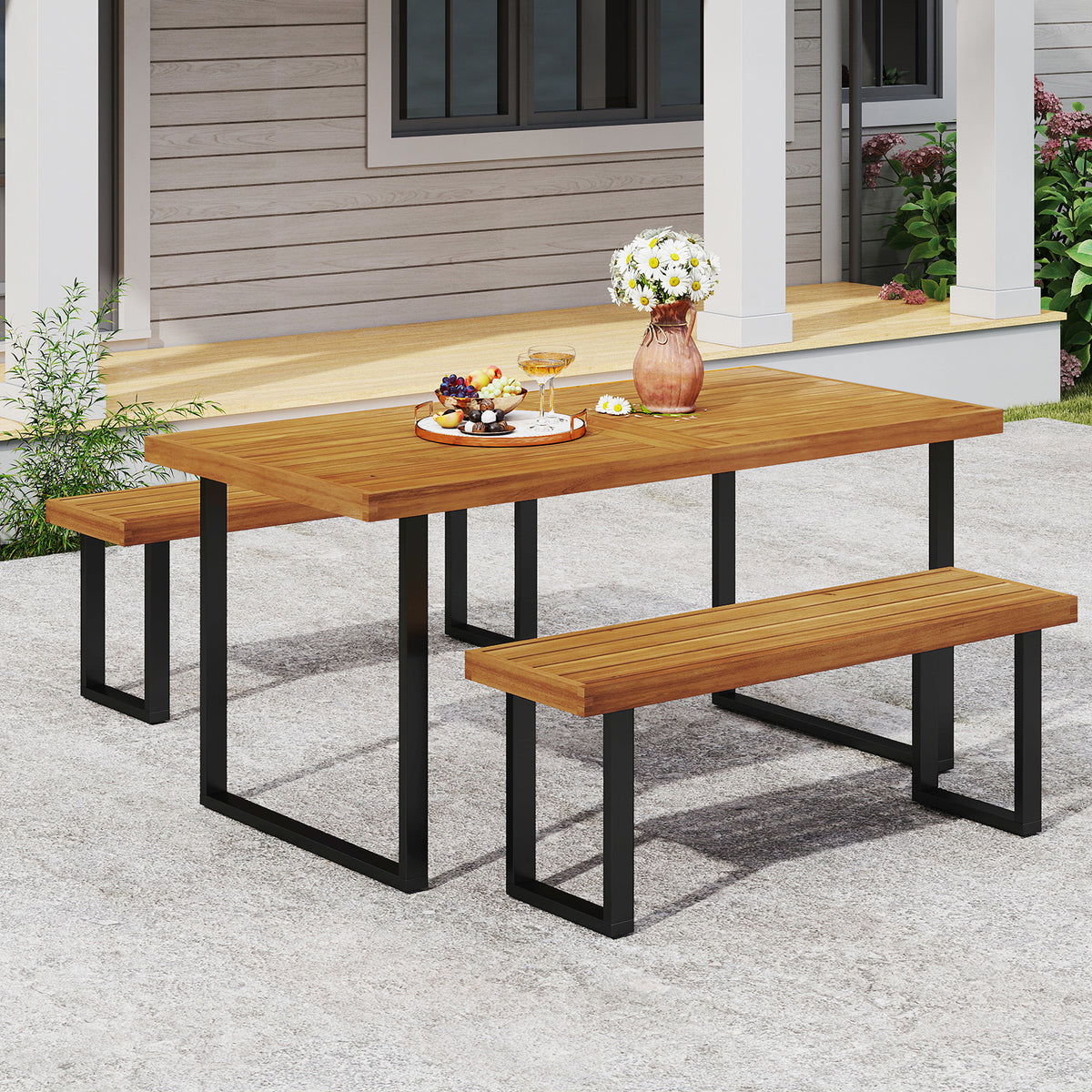 Acacia Wood Outdoor Bench 48 Inch - 1 Piece
