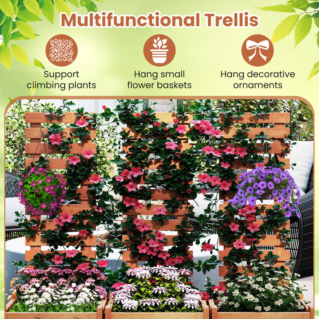 Wooden Raised Garden Bed with Trellis - Intersecting Parallels