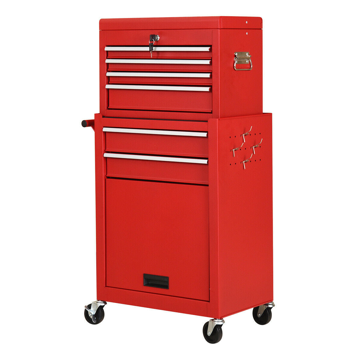 2-in-1 Rolling Tool Chest with 5 Sliding Lockable Drawers