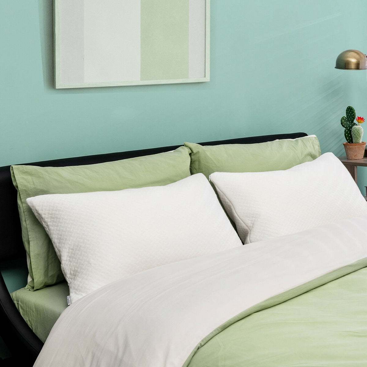 Shredded Memory Foam Bed Pillows Queen, 28x18 Inch (Set of 2)