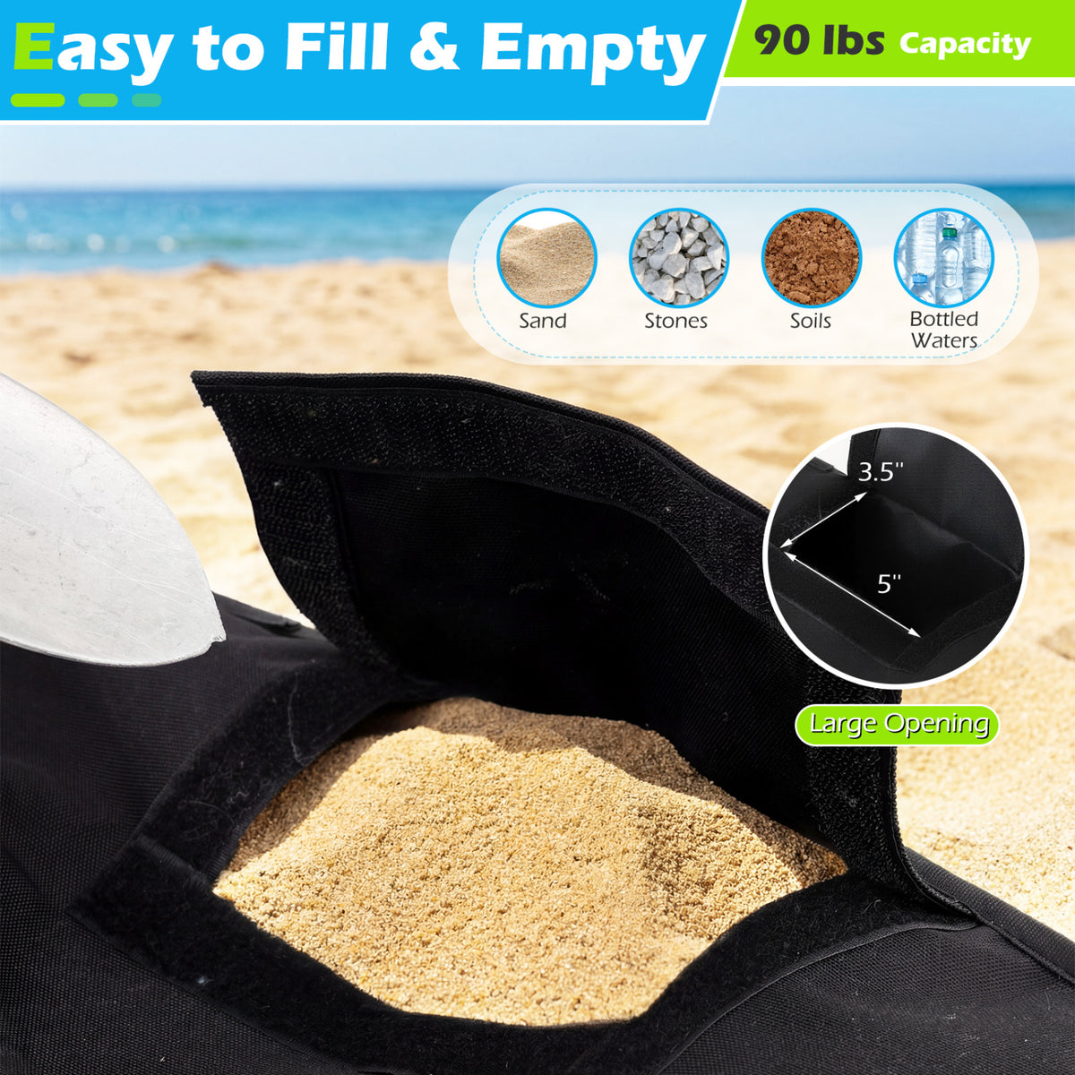 18.5" Square Umbrella Base Weight with Weatherproof Fabric