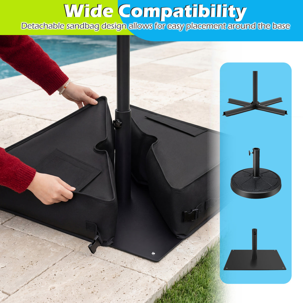 18.5" Square Umbrella Base Weight with Weatherproof Fabric