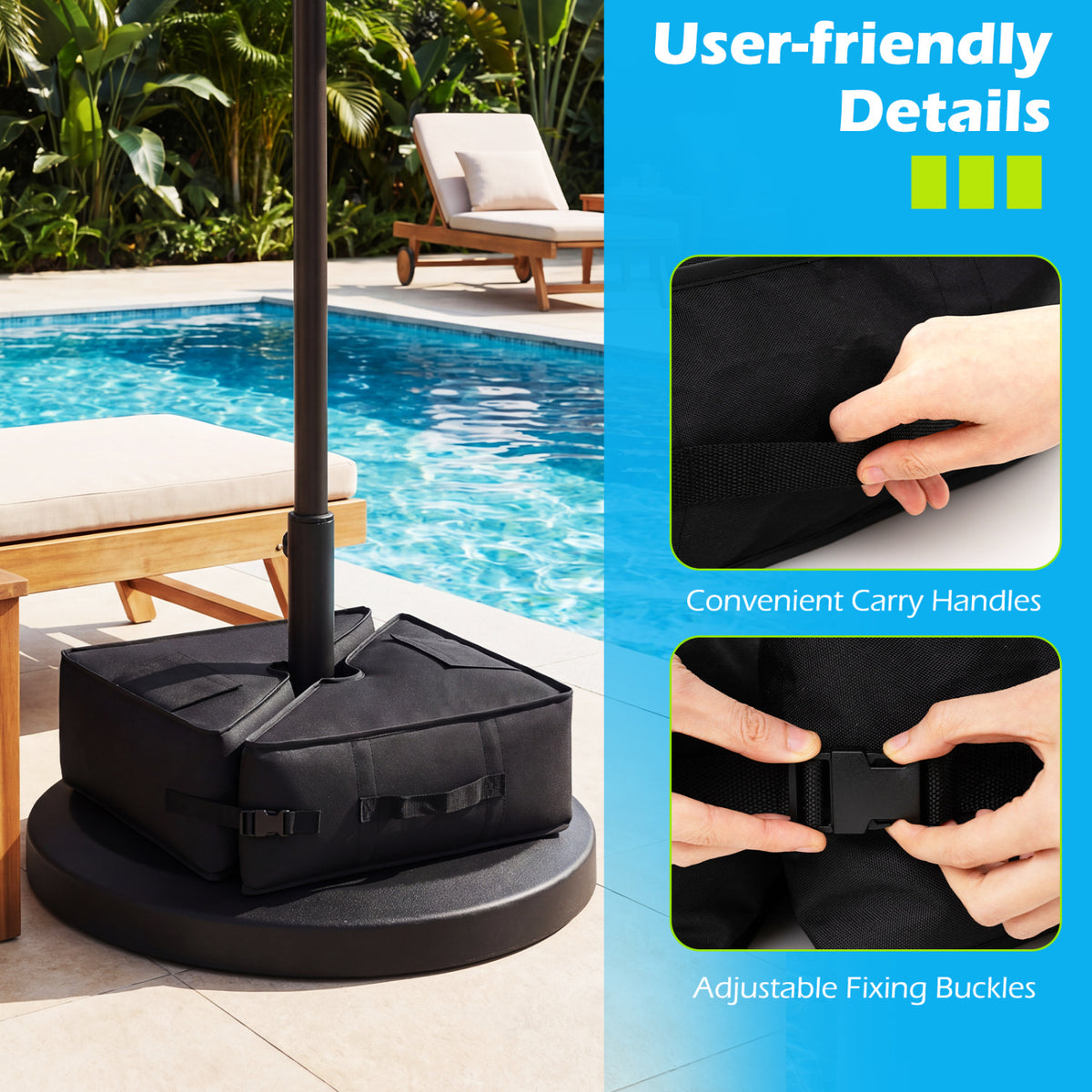 18.5" Square Umbrella Base Weight with Weatherproof Fabric