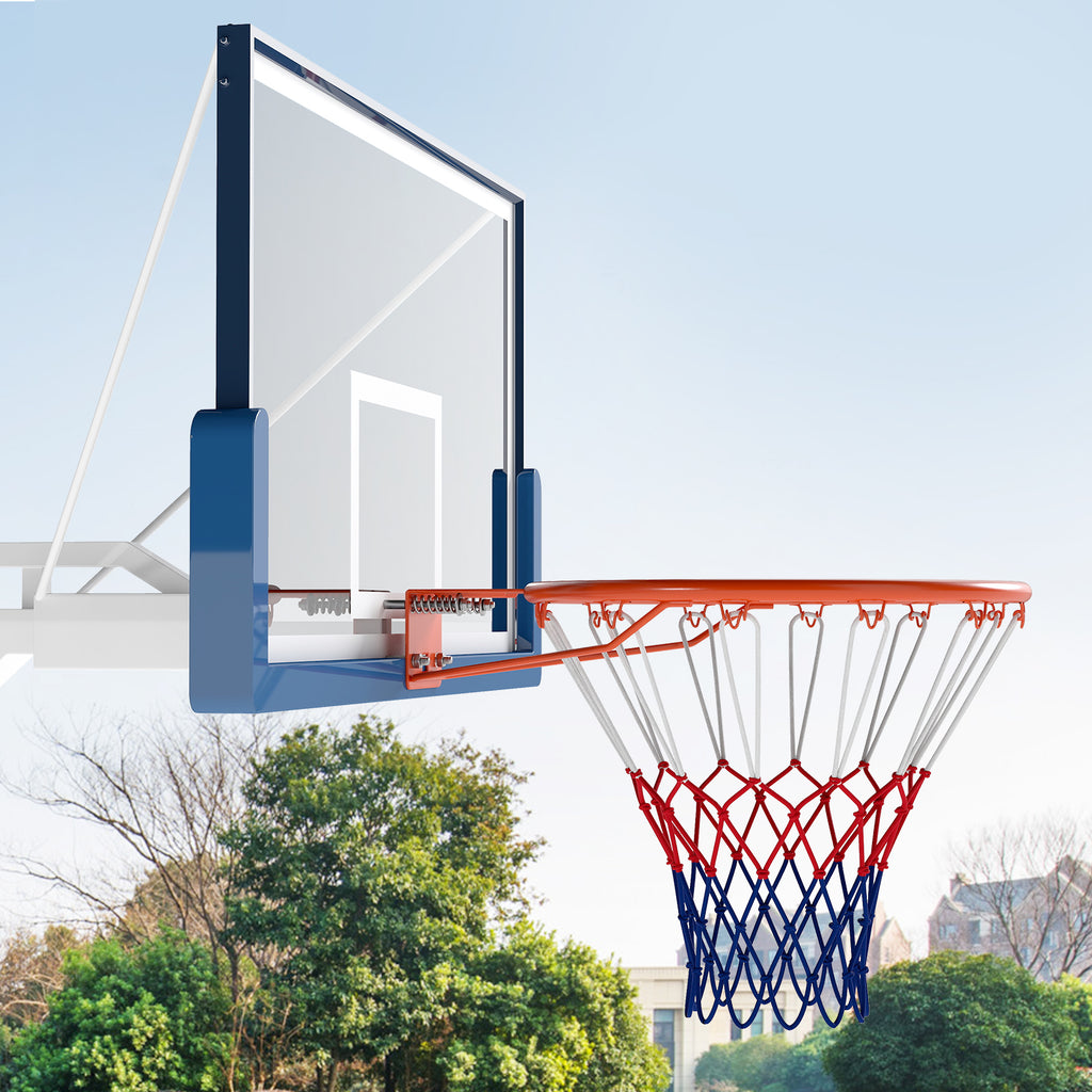 18-Inch Heavy Duty Wall-Mounted Basketball Rim with Orange Polyester Net - Shock Springs Included