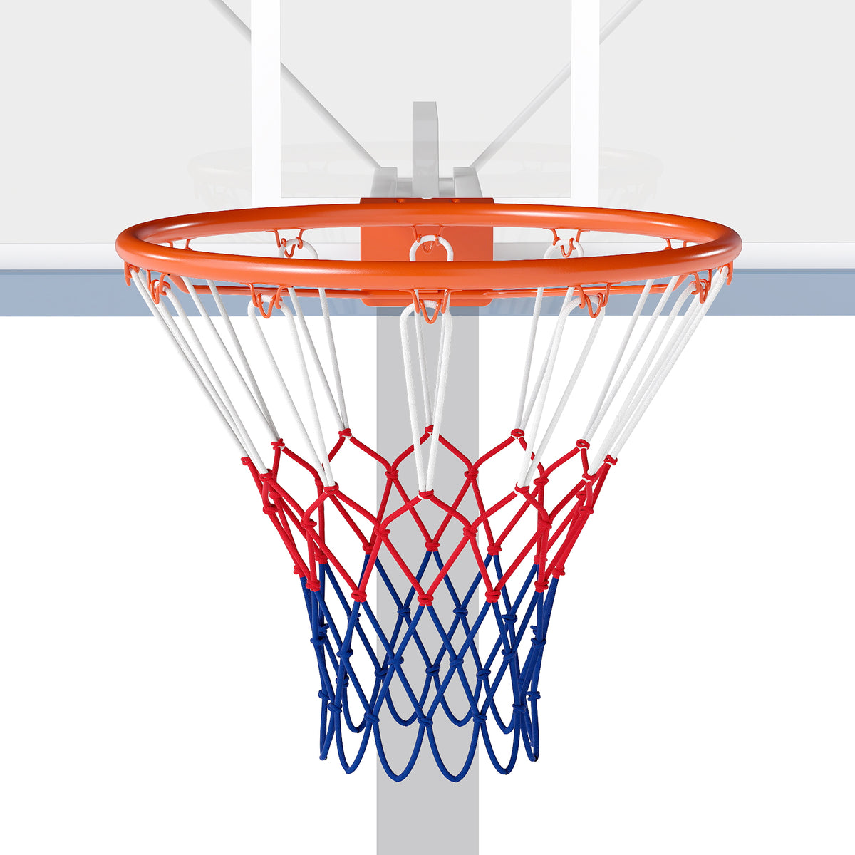 18-Inch Heavy Duty Wall-Mounted Basketball Rim with Orange Polyester Net - Shock Springs Included