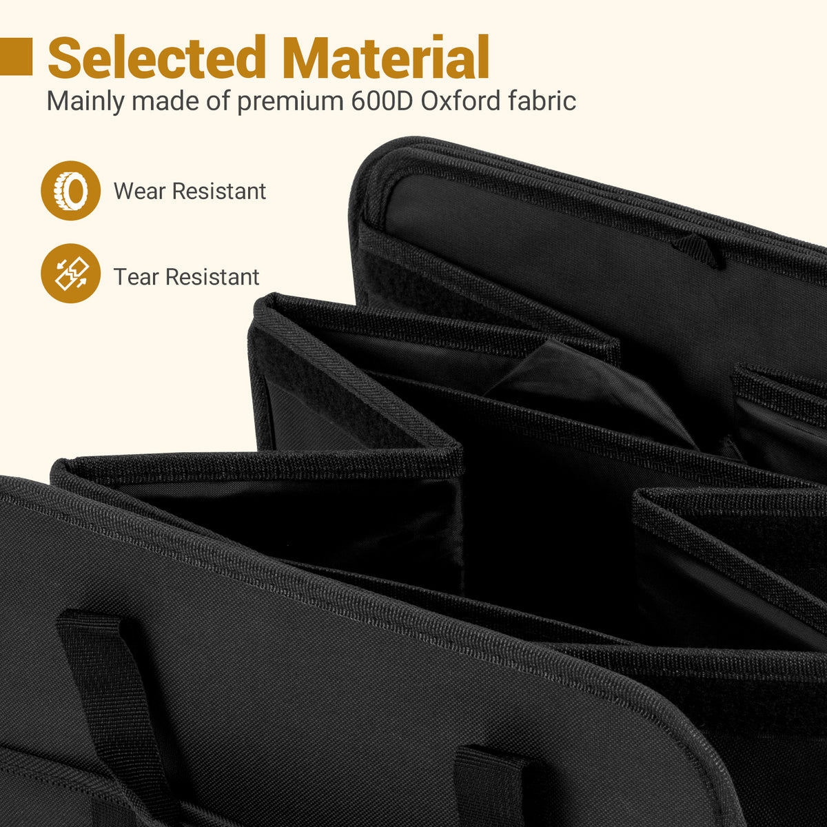 18 Gal Car Trunk Organizer with Lid 3-Compartment Portable Storage Box