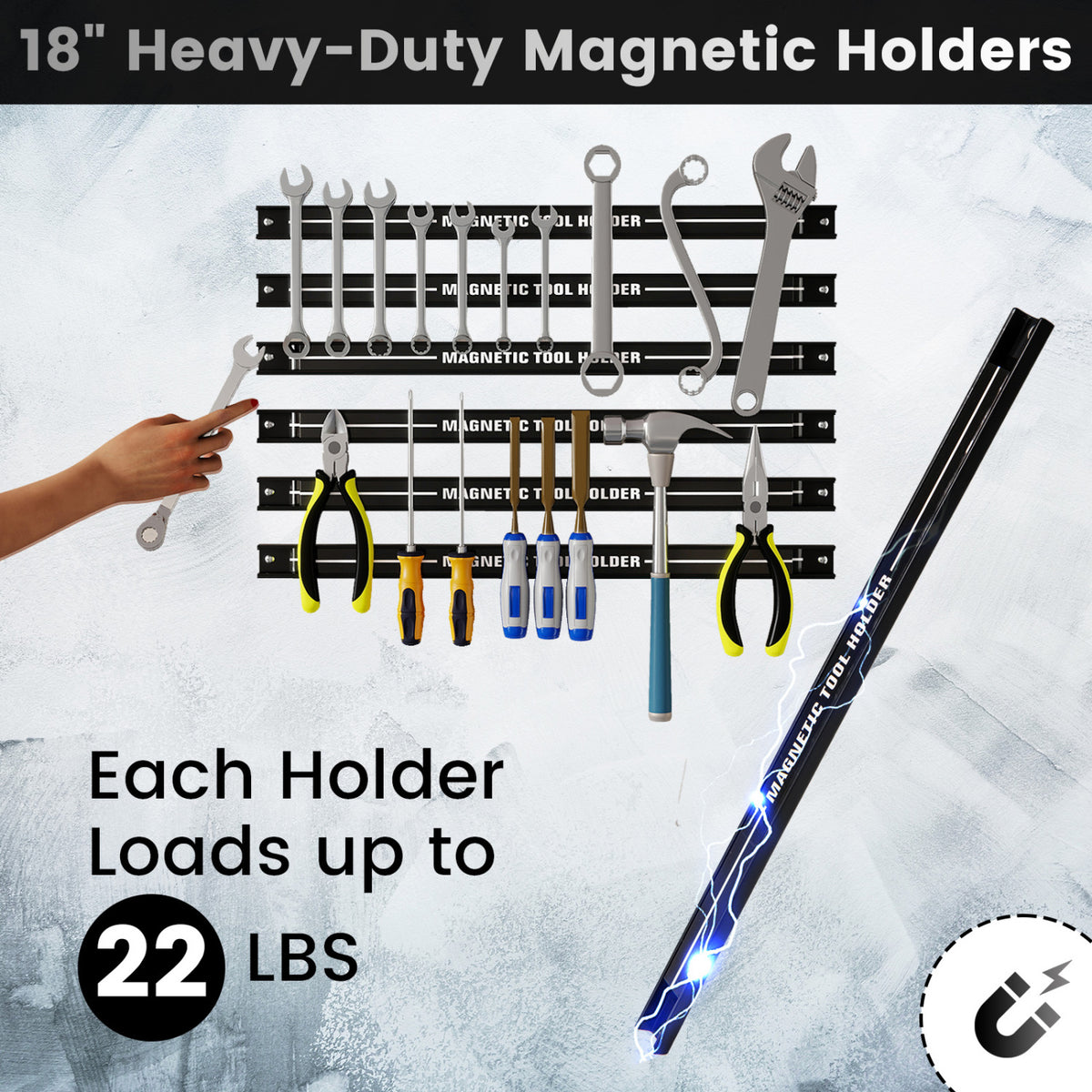 18 Inch Magnetic Tool Holder Strip with Mounting Screws