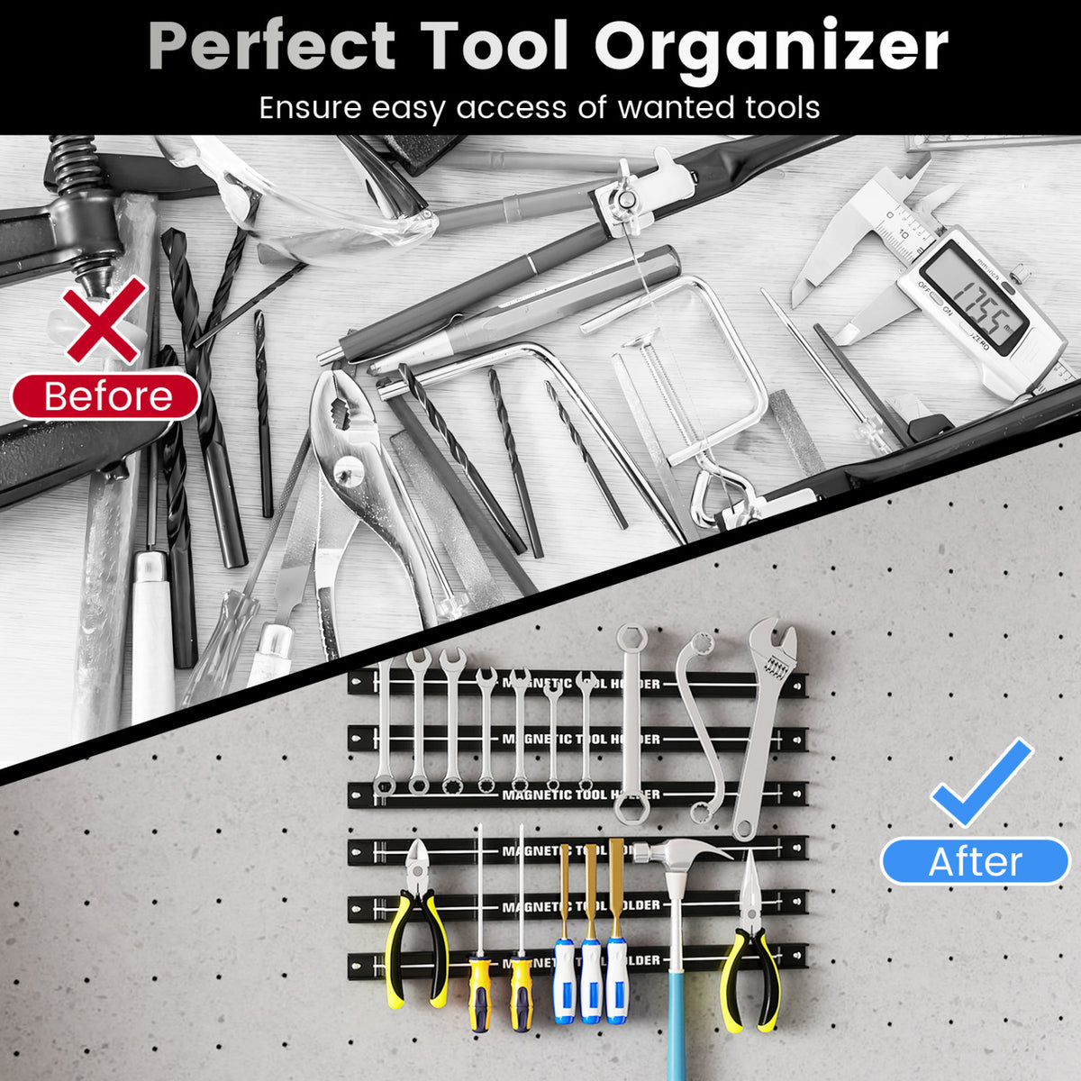 18 Inch Magnetic Tool Holder Strip with Mounting Screws