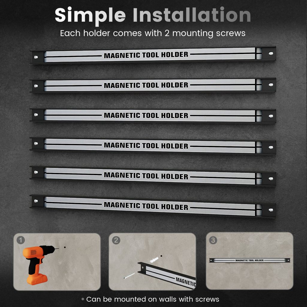 18 Inch Magnetic Tool Holder Strip with Mounting Screws