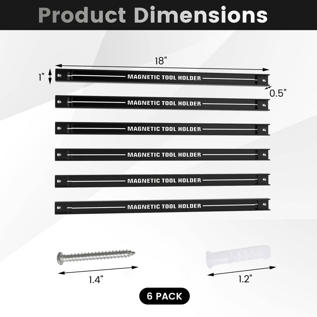 18 Inch Magnetic Tool Holder Strip with Mounting Screws
