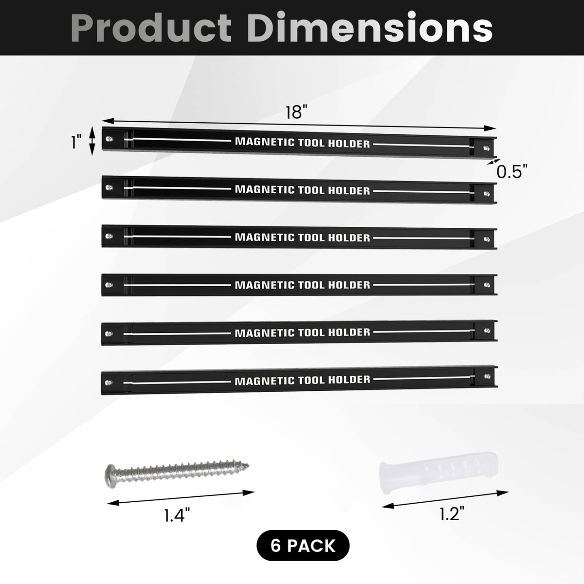 18 Inch Magnetic Tool Holder Strip with Mounting Screws