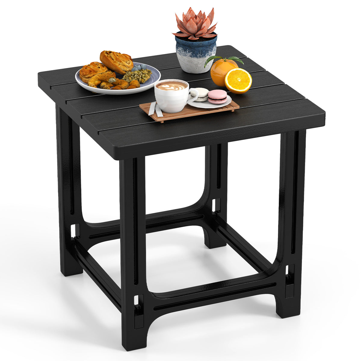 18 Inch Outdoor Adirondack Side Table with Slatted Surface