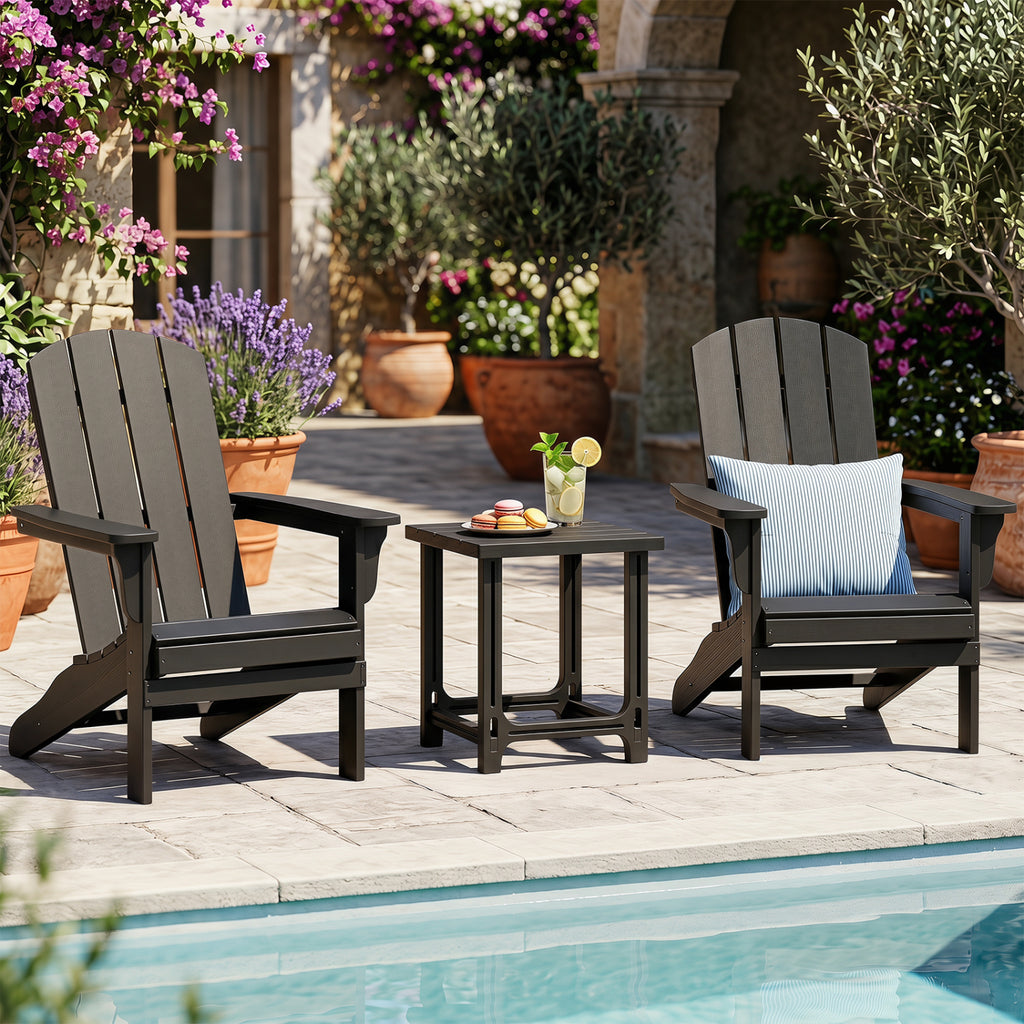 18 Inch Outdoor Adirondack Side Table with Slatted Surface