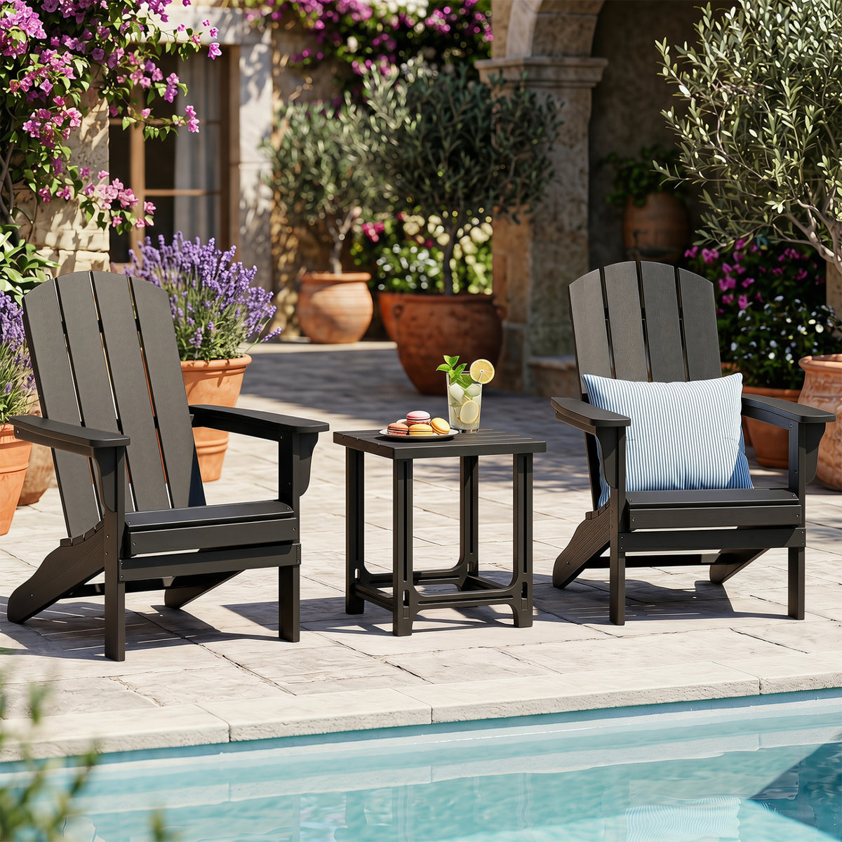 18 Inch Outdoor Adirondack Side Table with Slatted Surface