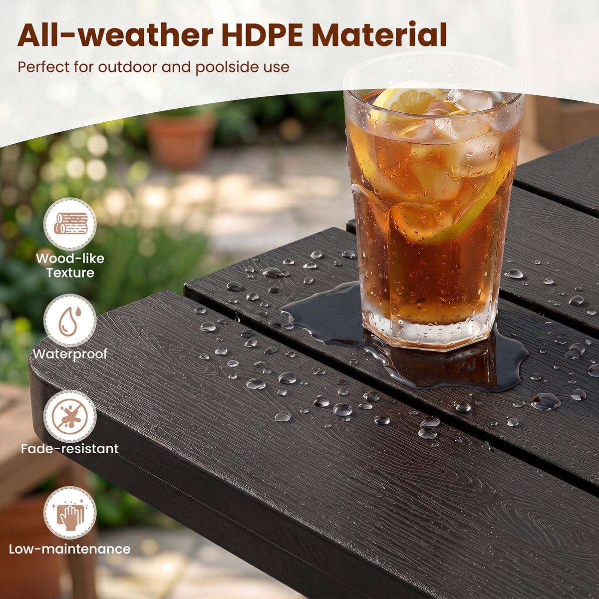 18 Inch Outdoor Adirondack Side Table with Slatted Surface