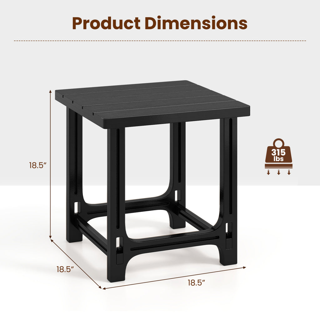 18 Inch Outdoor Adirondack Side Table with Slatted Surface