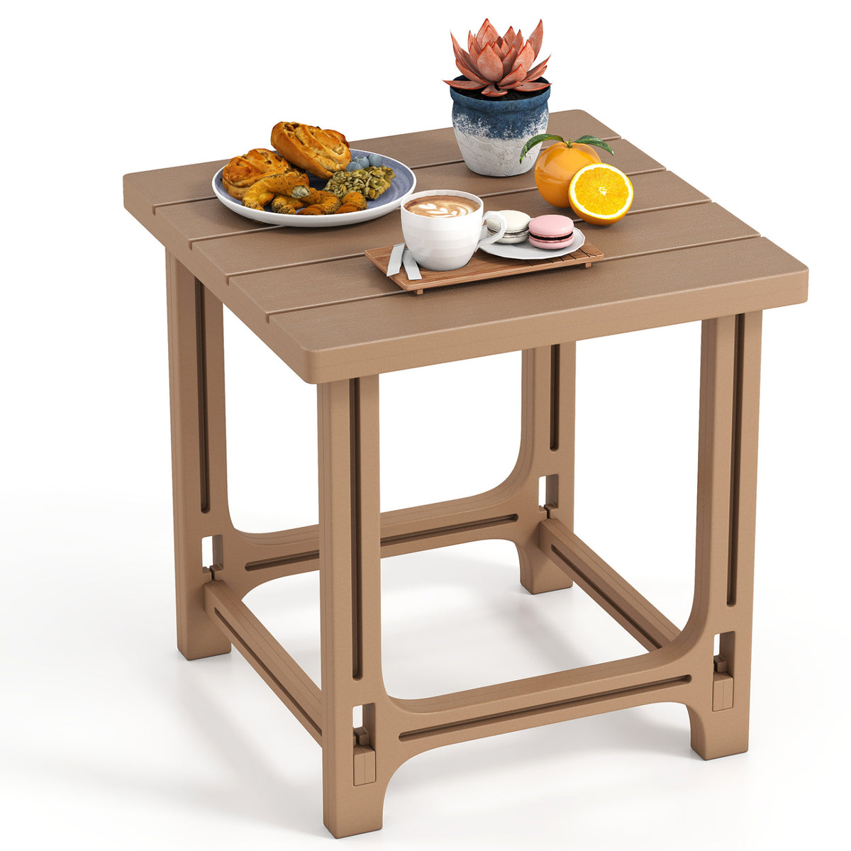 18 Inch Outdoor Adirondack Side Table with Slatted Surface