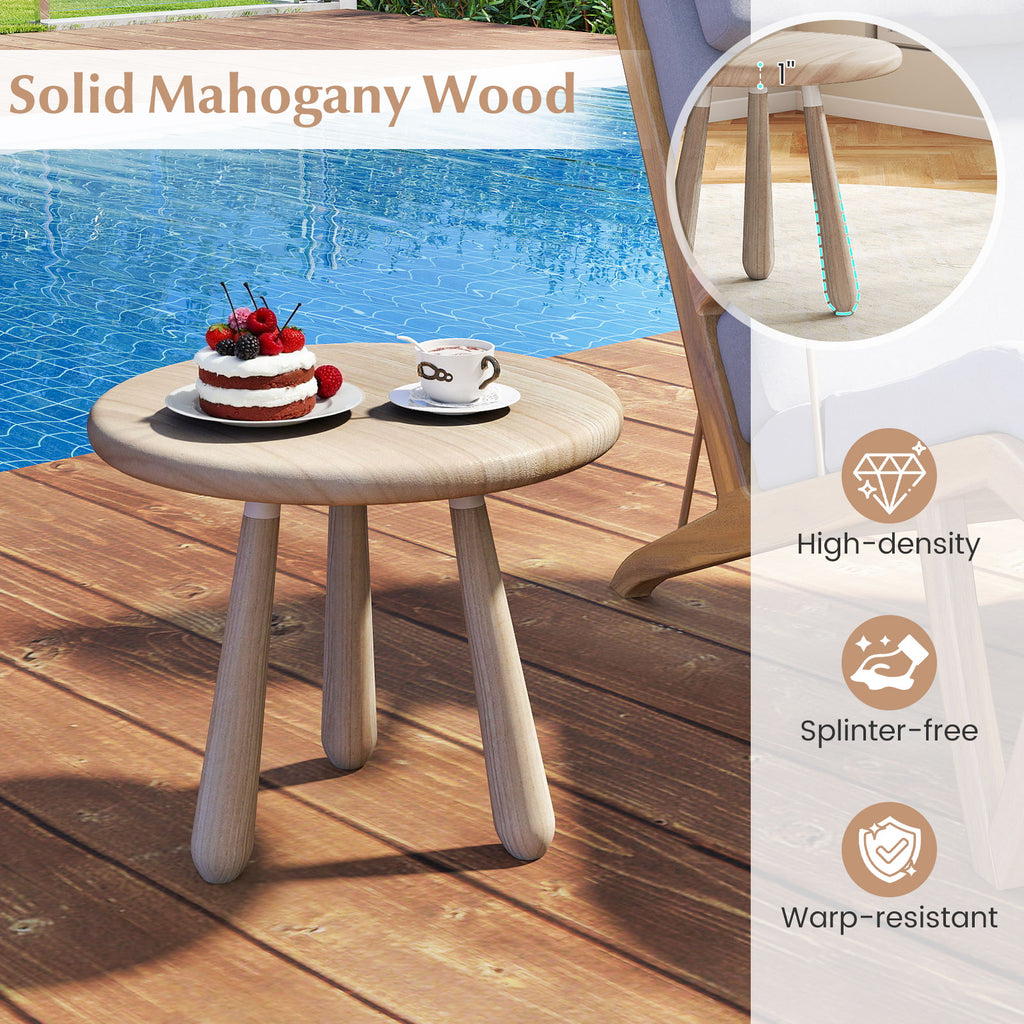 18 Inch Mahogany Wood Outdoor Side Table