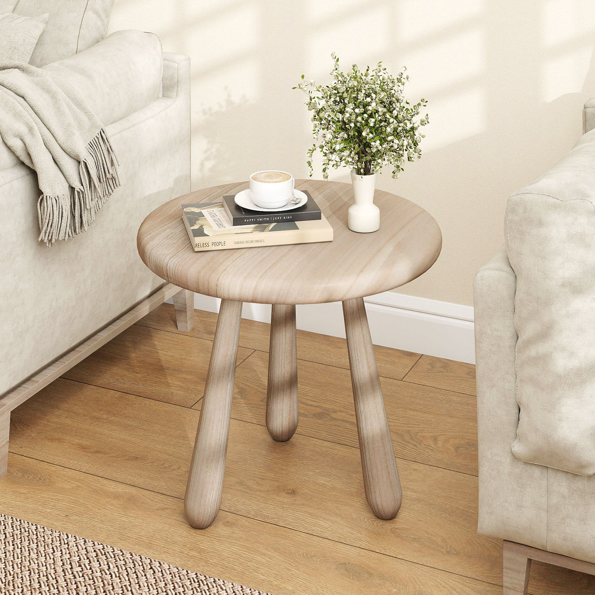 18 Inch Mahogany Wood Outdoor Side Table