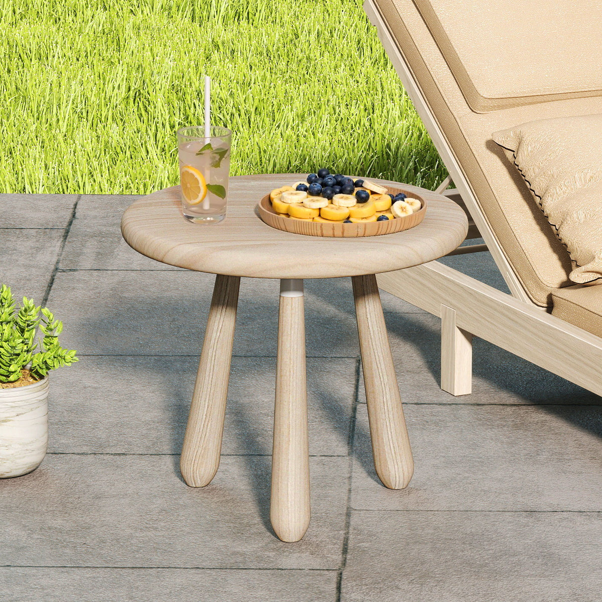 18 Inch Mahogany Wood Outdoor Side Table