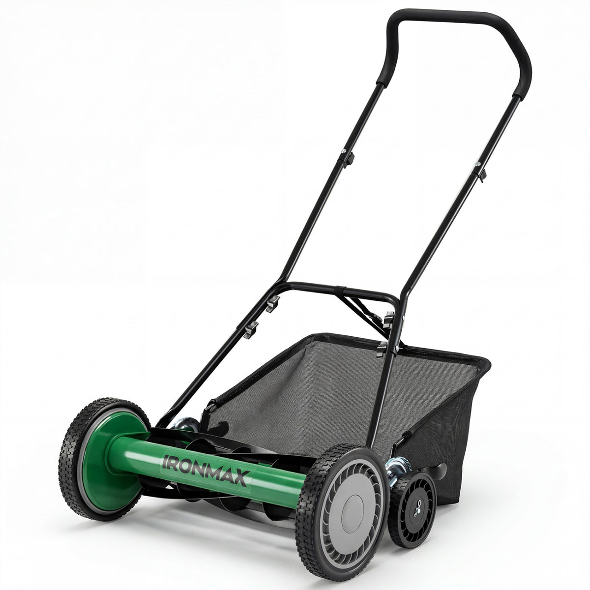 18 Inch Push Reel Lawn Mower 4-Position Adjustable - Green