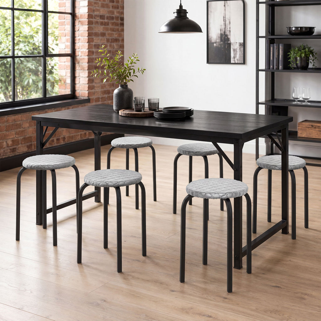 18 Inch Round Stackable Stools with Removable Covers - Set of 6