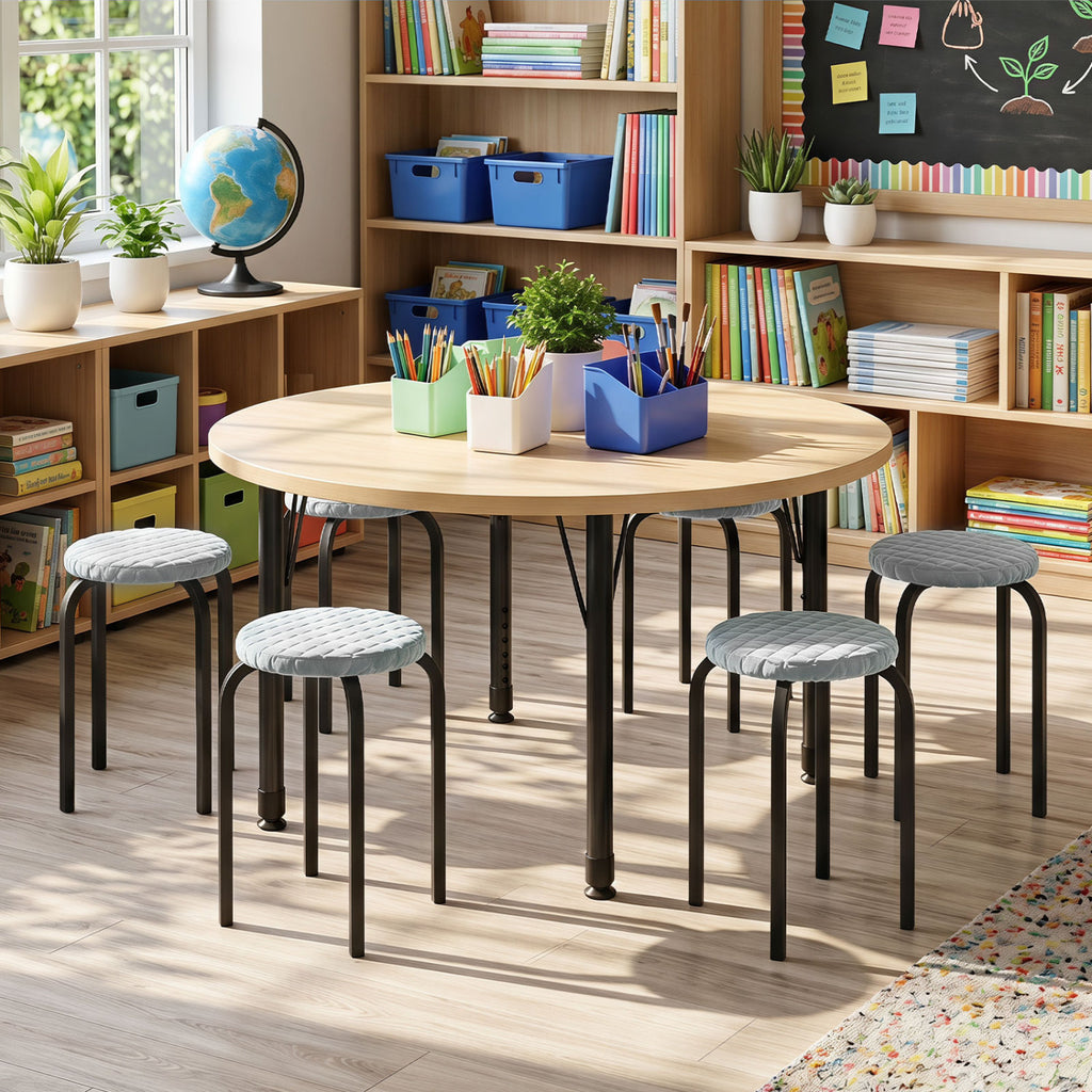 18 Inch Round Stackable Stools with Removable Covers - Set of 6