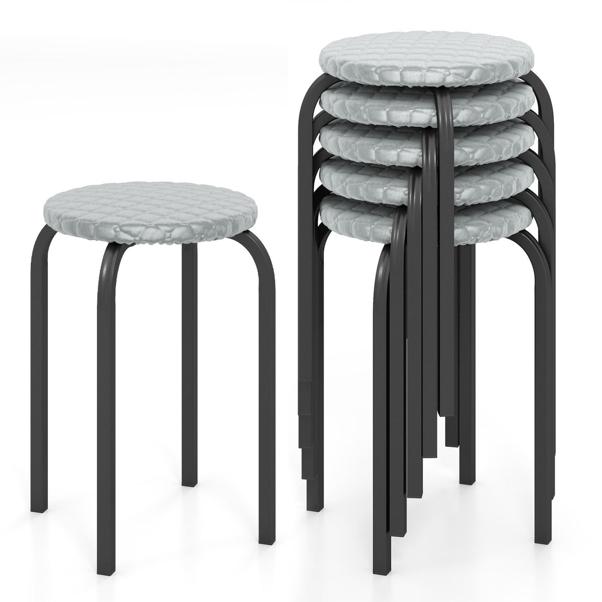 18 Inch Round Stackable Stools with Removable Covers - Set of 6