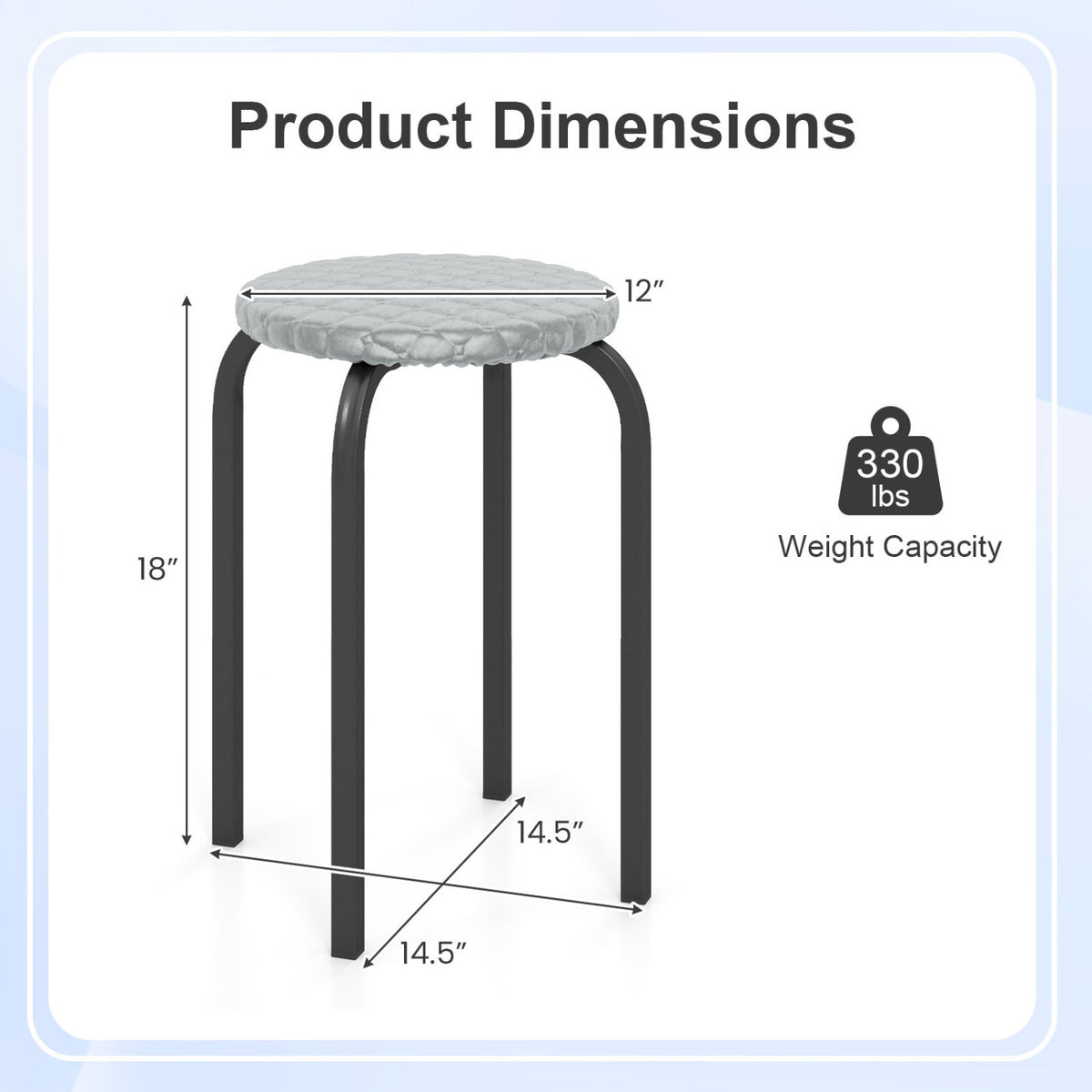 18 Inch Round Stackable Stools with Removable Covers - Set of 6