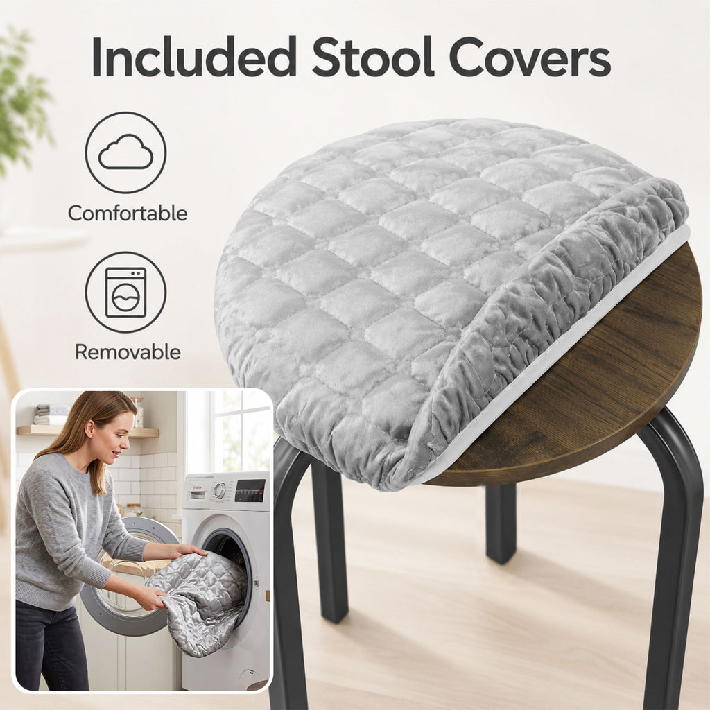 18 Inch Round Stackable Stools with Removable Covers - Set of 6