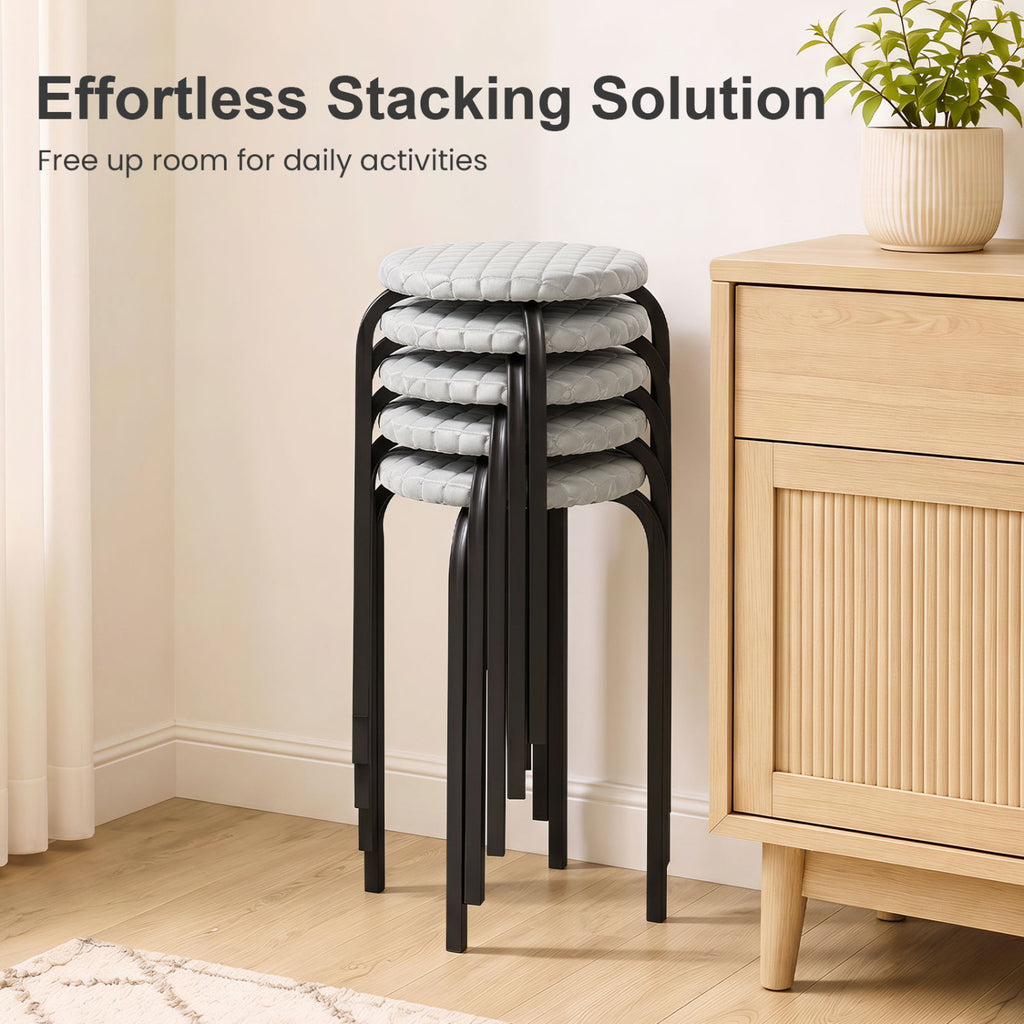 18 Inch Round Stackable Stools with Removable Covers - Set of 6