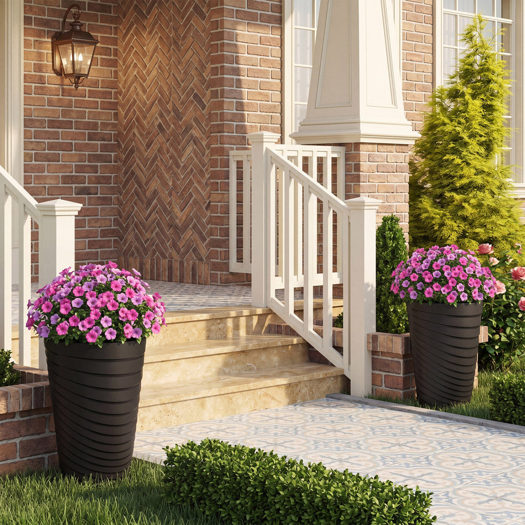 18 Inch Tall Flower Pot Set of 2 with Insert Bucket and Handle Design